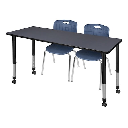 Regency Tables > Height Adjustable > Rectangular Mobile Table & Chair Sets, 66 W, 24 L, 23-34 H, Grey MT6624GYAPCBK40NV